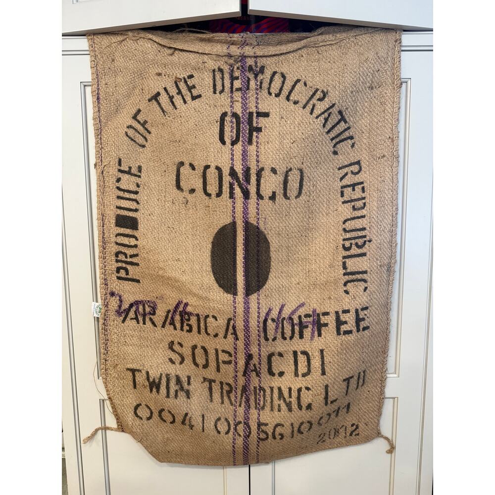 Jute Burlap Coffee Bag Sack Democratic Republic of Congo Arabica Coffee JL